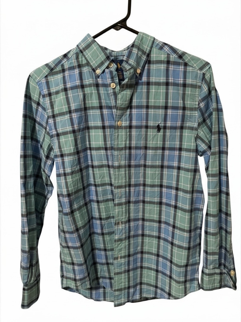 Ralph Lauren Green & Blue Plaid Button-Down Shirt Like New